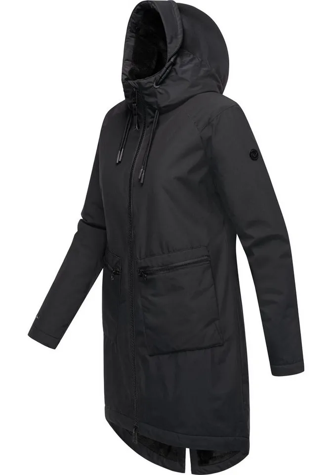 ragwear ragwear Kurzmantel Holstic Wasserdichter Damen Wintermantel mit Kunstfell am Kragen, Schwarz, – Produktbild 3 von 3