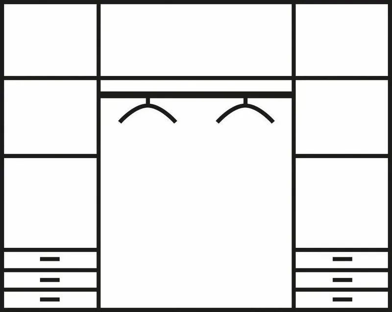 FORTE Kleiderschrank Jupiter, Made in Europe, mit 6 Schubladen, Stauraum (Maße B/H/T ca. 207/200 cm/60) Stauraum, 2 Breiten, 4 Farben, Schubladen, variable Einlegeböden, Weiß, – Produktbild 8 von 8