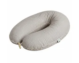 SEI Design Stillkissen Musselin GOTS & Teddyplüsch, Faserbällchen, IGR, Grau, 190x35, Schwangerschaftskissen mit Bezug, 1-tlg., Schwangerschaftskissen mit Bezug, Bezug Musselin Baumwolle – Produktbild 1 von 1