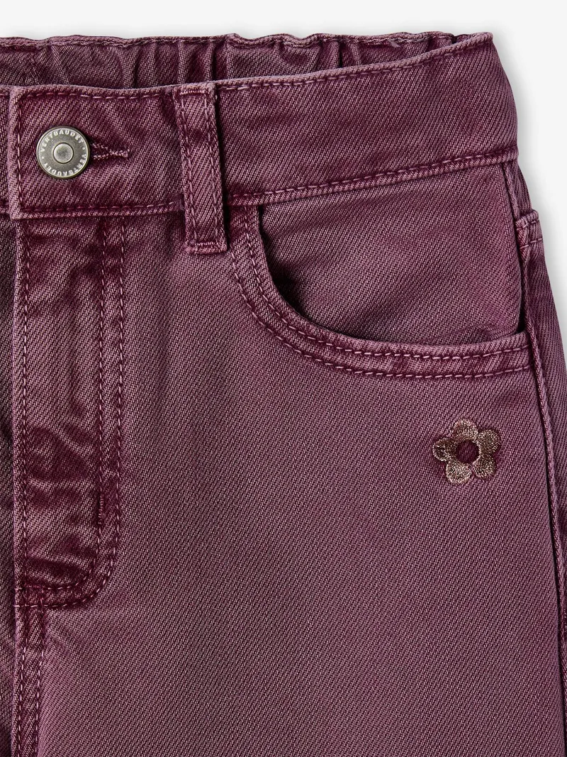 Vertbaudet Weite Mädchen Hose mit Blumenstickerei, Pflaume, – Produktbild 2 von 3
