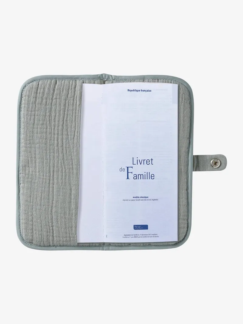 Vertbaudet Stammbuch-Schutzhülle aus Musselin salbei, Salbeigrün, – Produktbild 2 von 2