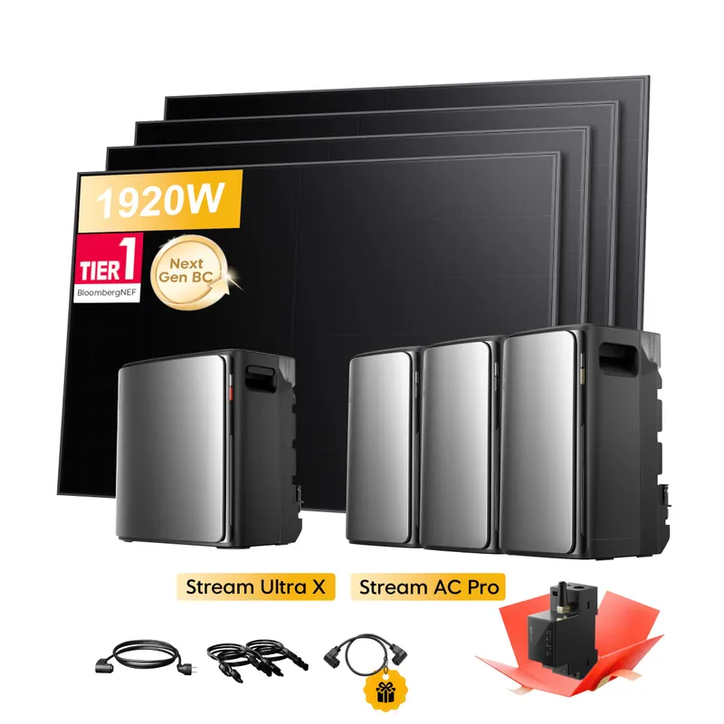 EcoFlow EcoFlow Stream Ultra X, All-in-One Speicher für Balkonkraftwerke, mit 4 x 480Wp Sunpro BC Bifazial Full Black Solarmodul, by Powerness - Stream Ultra X + 3 x Stream AC Pro | 9600Wh / Gratis Smart Meter / Selbstabholung – Produktbild 1 von 2