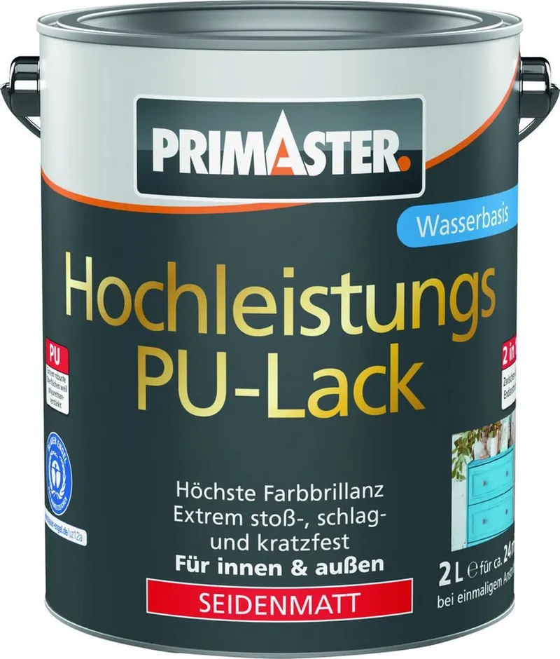 Primaster Lack Primaster Hochleistungs PU-Lack weiß seidenmatt 2, Weiß, – Produktbild 1 von 1