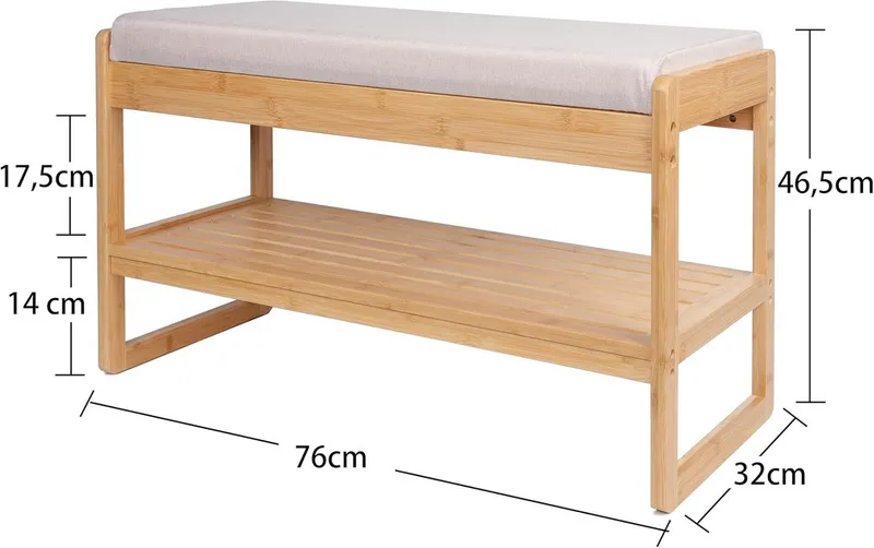 Zedelmaier Schuhbank mit Sitzbank Schuhregal mit Sitzbank (incl. seat cushion), inkl. Sitzkissen, für Schlafzimmer/Esszimmer/Flur, Beige|grau, – Produktbild 1 von 5