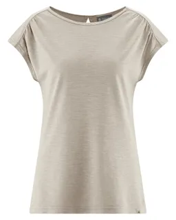 HempAge Hempage Damen vegan T-Shirt Mit Ausschnitt Am Rücken Distel Beige – Produktbild 1 von 1