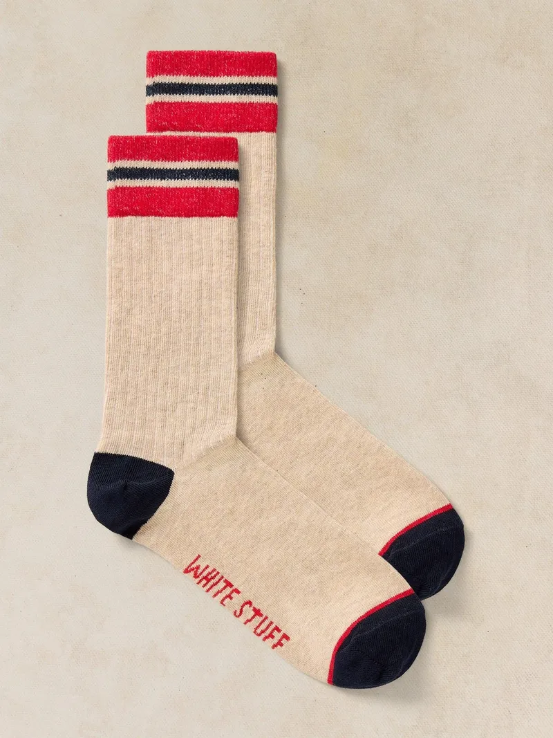 White Stuff Rippensocken mit Streifen - 41-43, Natur multi, – Produktbild 1 von 2
