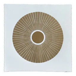 Veskor Cassiopeia Veskor Cassiopeia CENTRAL SUN Sonnen Linoldruck | 22 × 22 cm | Gold auf Weiß – Produktbild 1 von 1