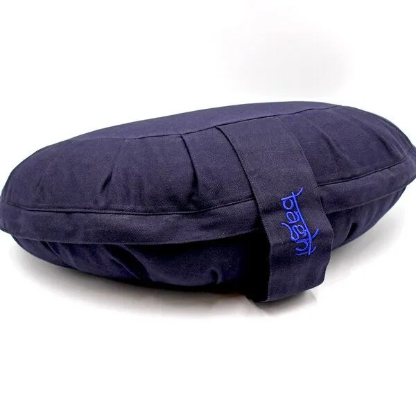 BAGHI BAGHI Meditationskissen Halbmond mit Lotus Bestickung im Farbverlauf Bio-Baumwolle kbA, Dunkelblau, – Produktbild 4 von 4