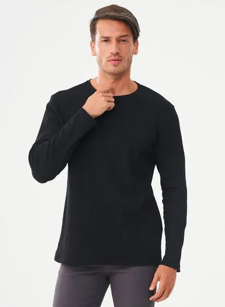 ORGANICATION ORGANICATION Geripptes Langarmshirt aus Bio-Baumwolle, Black, – Produktbild 4 von 4