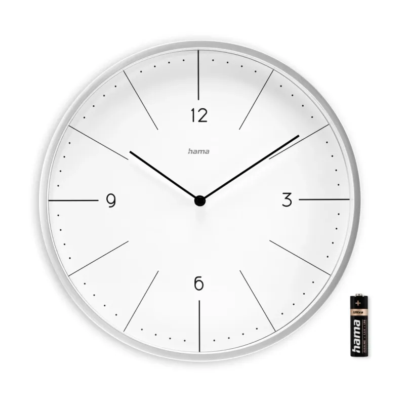 Hama Hama Wanduhr "Sardinien", Quarzuhr, ohne Ticken, analog, Ø 30 cm, Grau, – Produktbild 4 von 5