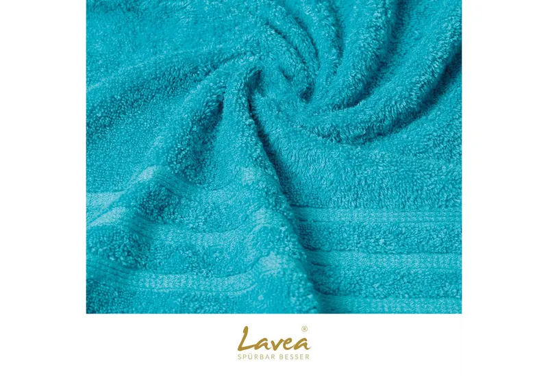Lavea Seiftuch Bali Seiftücher, Waschlappen Frottee 30x30 cm, Weiches Bio-Baumwollfrottee (Set, 6-St), kleine Handtücher, Handtuch-Set, GOTS-zertifiziert, Blau, – Produktbild 4 von 4