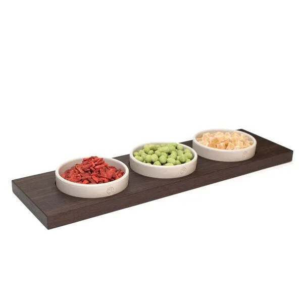 klotzaufklotz klotzaufklotz Servierschalen mit Holztablett, Warmgrau, – Produktbild 6 von 8
