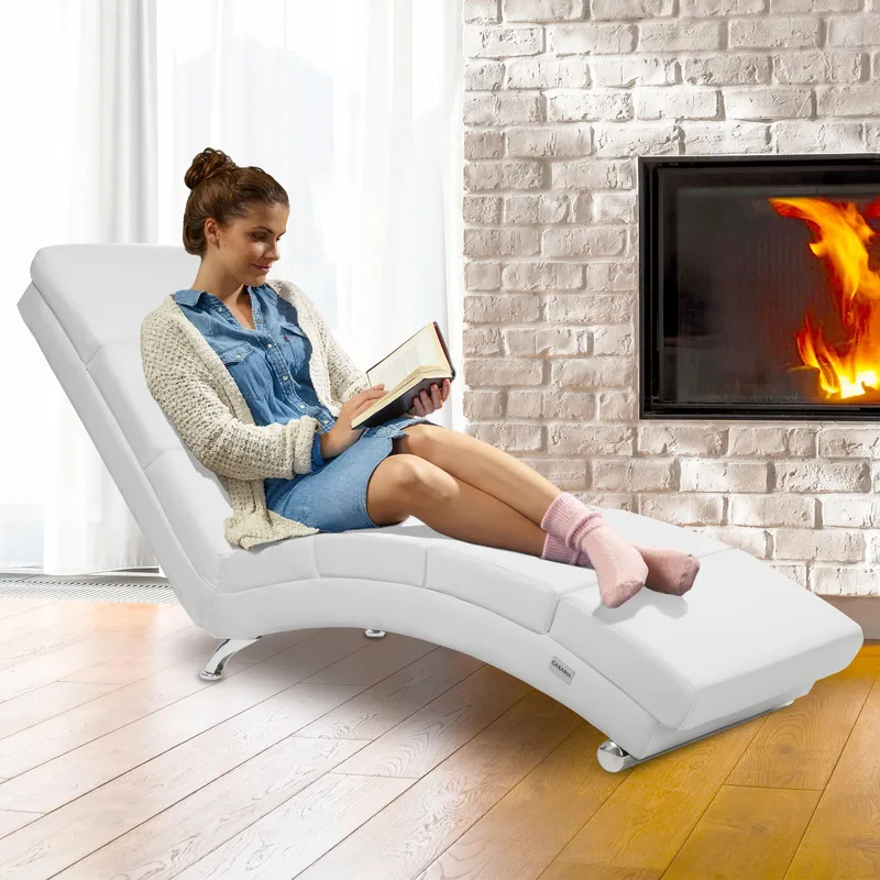 Casaria® Relaxliege London Weiß Kunstleder, Weiß, – Produktbild 2 von 2