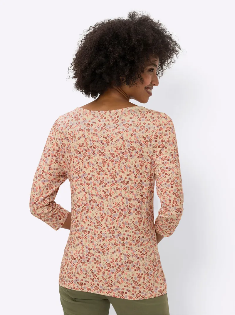 heine Print-Shirt sand-papaya-bedruckt, Sand-papaya-bedruckt, – Produktbild 1 von 2
