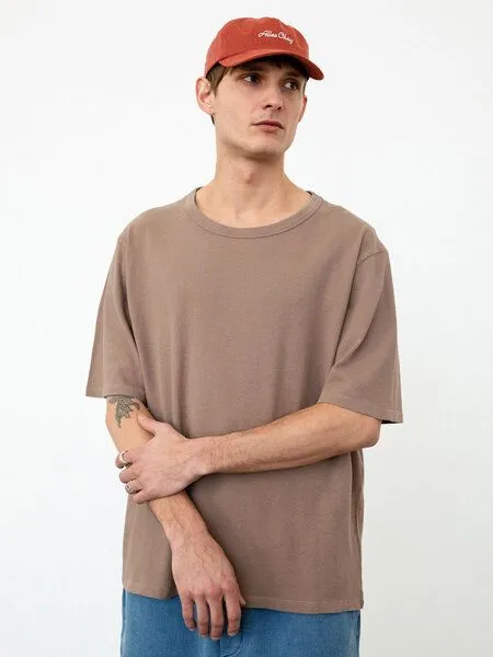 Rotholz Rotholz Herren Waffel T-Shirt aus Bio-Baumwolle, Washed brown (braun), – Produktbild 1 von 4