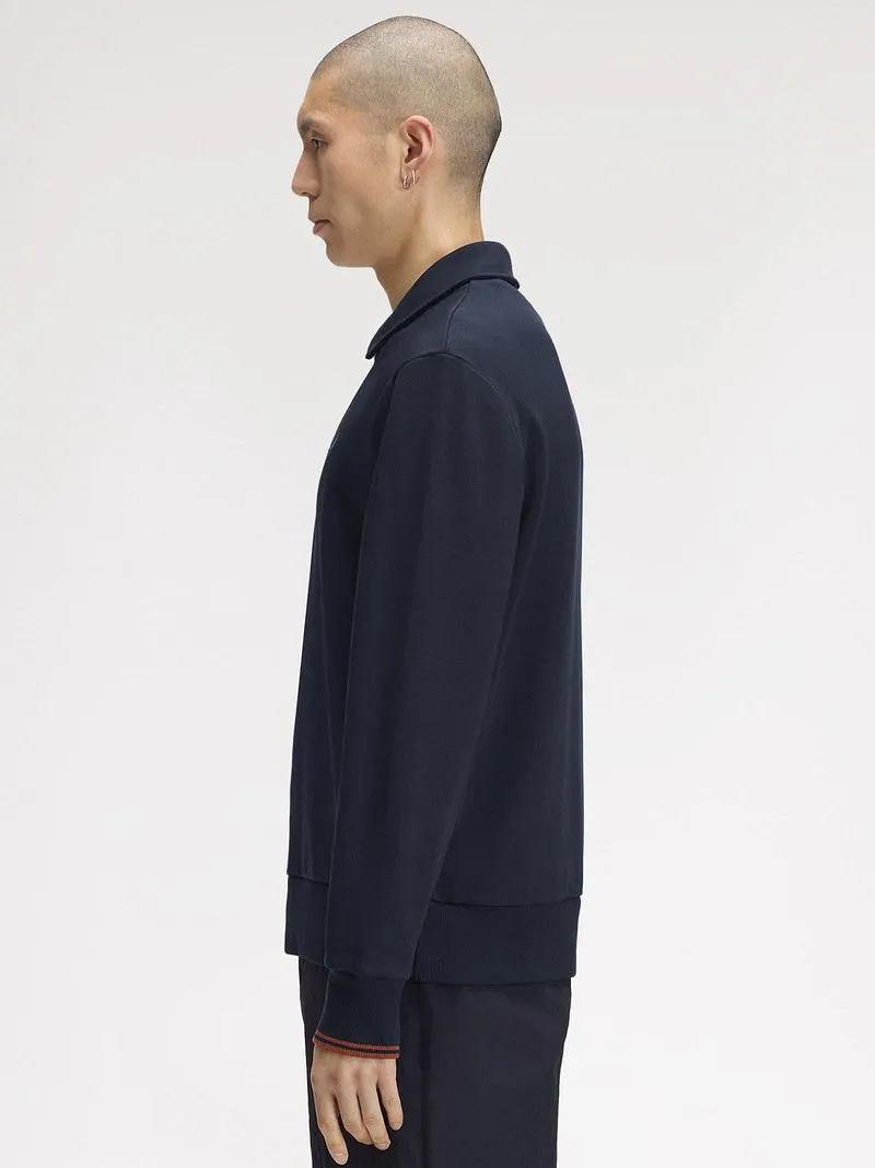 Fred Perry Fred Perry Langarm-Poloshirt Half Zip Navy - Größe M, Dunkelblau, – Produktbild 2 von 5