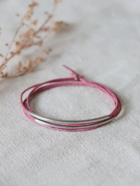 pikfine pikfine Tube Armband “Tingval” silber, Himbeere, – Produktbild 1 von 4