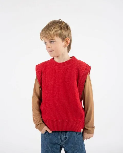 MATONA Matona Gestrickter Pullunder für Kinder aus Bio-Baumwolle und Wolle / Hug Vest, Poppy, – Produktbild 1 von 4