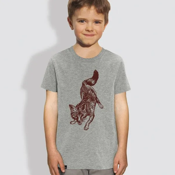 little kiwi little kiwi Kinder T-Shirt, "Fuchs", Heather grey, – Produktbild 1 von 1