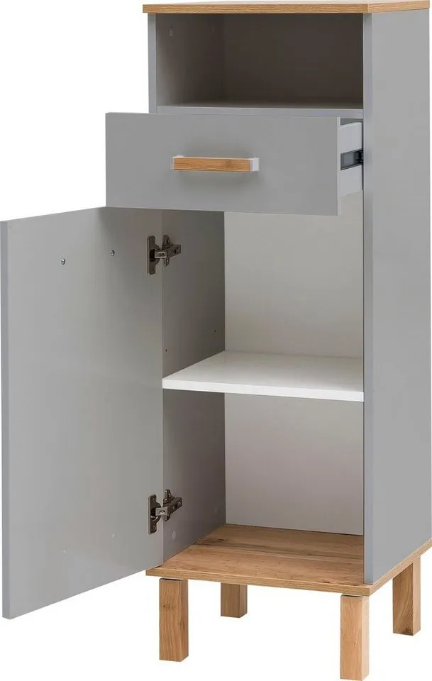 Schildmeyer Midischrank Füße aus Massivholz, Grau, – Produktbild 4 von 5
