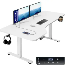 Casaria® Höhenverstellbarer Schreibtisch Weiß 160x75x73-118cm – Produktbild 1 von 1