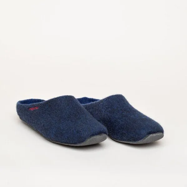 Magicfelt Magicfelt Filz-Hausschuh JU 720 für Damen aus 100% Merino-Wolle - Pantoffel mit komfortabler Filz-Latex-Sohle, Dunkel-blau, – Produktbild 1 von 4