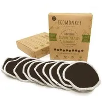 ECOMONKEY ECOMONKEY Abschminkpads Waschbar aus Baumwolle 10 St. Schwarz  plus Wäschenetz – Produktbild 1 von 1