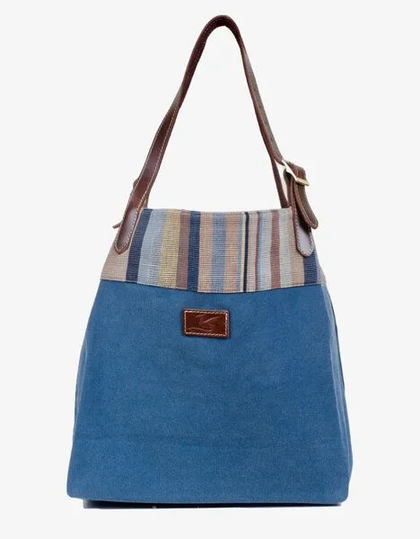 Dragolina Dragolina Shopper Miss Eve mit Webstoff der Pwo Karen, Jeansblau (blau), – Produktbild 2 von 4