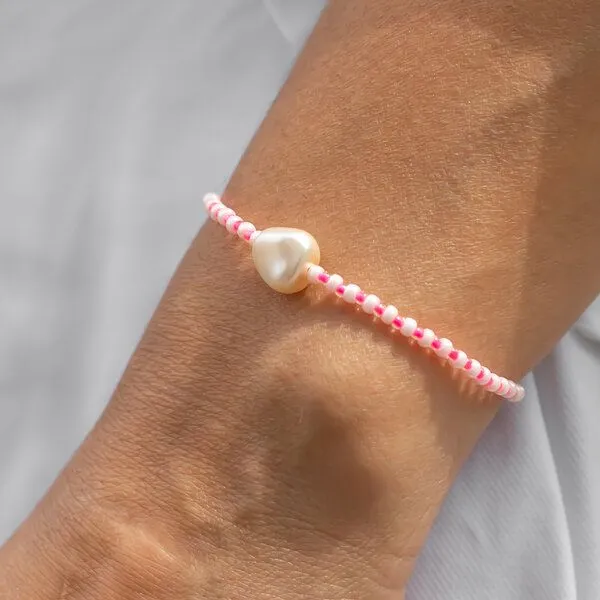 juni juni Sommer Perlenarmband Maui, Neon pink (rosa), – Produktbild 2 von 4