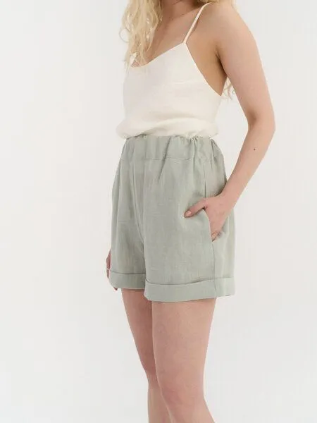 AmourLinen AmourLinen Leinen-Shorts MIA, Sage green (grün), – Produktbild 2 von 2