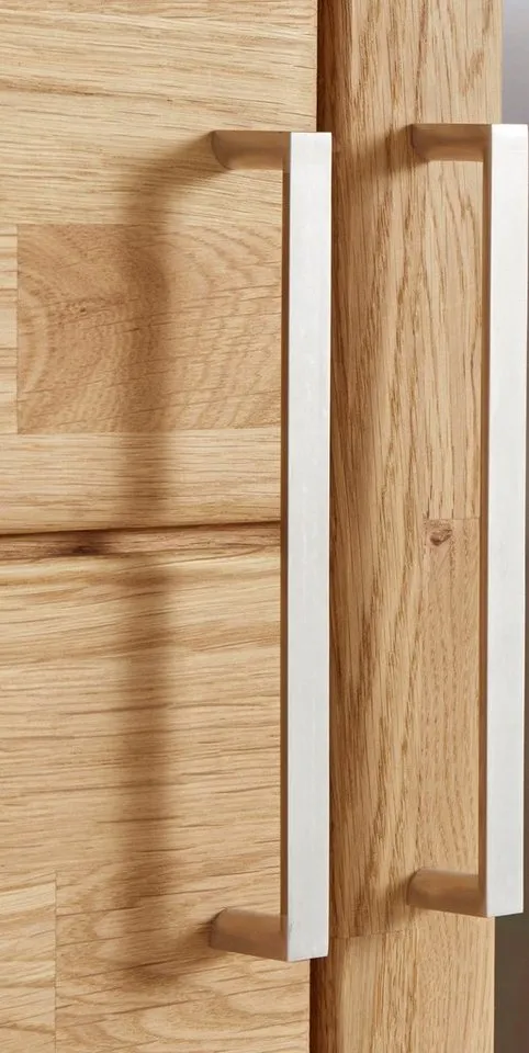 OTTO home Vitrine LOGO B/T/H: 90/42/190cm,10Fächer, 1 Holztür, 1 Glastür, viel Stauraum Fronten aus Massivholz, Korpus aus farblich abgestimmter Melamin, Braun, – Produktbild 7 von 7