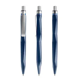 prodir prodir® Druckkugelschreiber QS20 PMS Push, blaue Mine, dunkelblau/silber satiniert, Silber / dunkelblau, – Produktbild 1 von 1