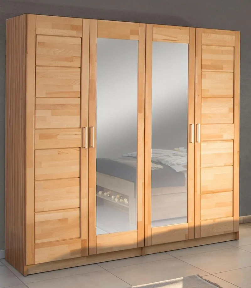 OTTO home Drehtürenschrank Triest teilmassiv, FSC®-zertifizierte Buche, Beige, – Produktbild 2 von 8