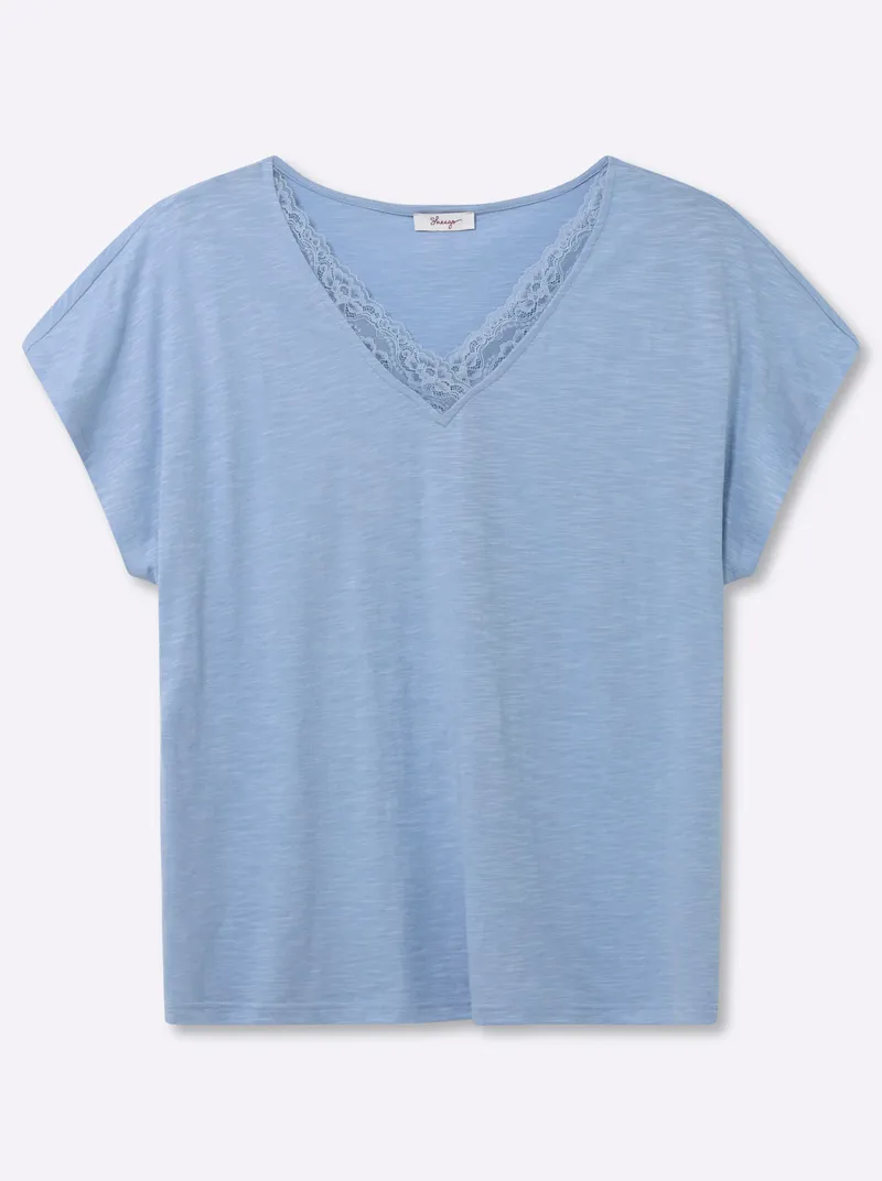 sheego V-Shirt bleu, Bleu, – Produktbild 1 von 2