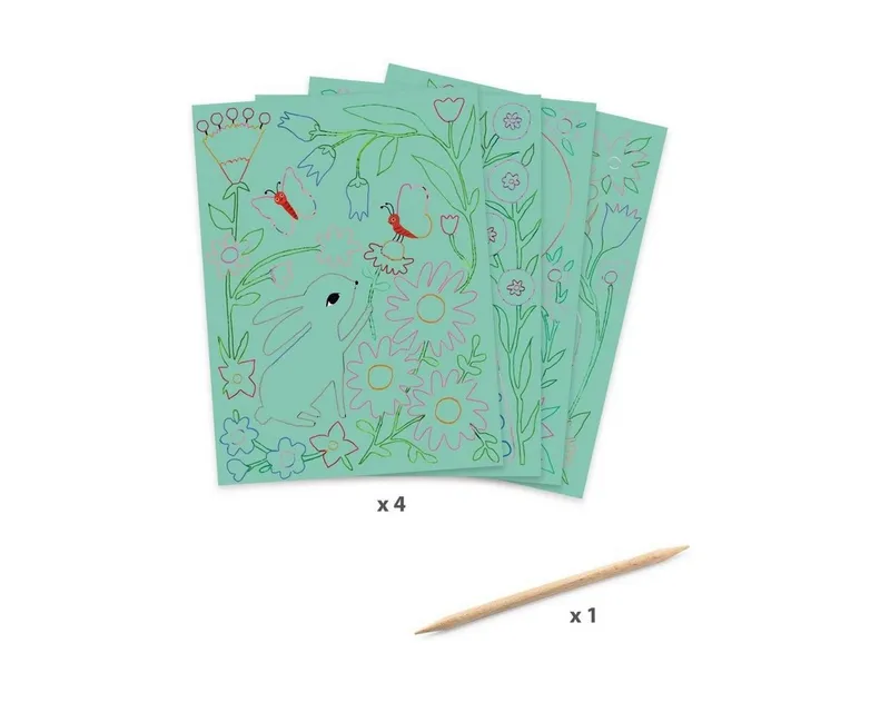 DJECO Kreativset Kratzbilder: Begegnungen Natur und Tiere, Grün, – Produktbild 2 von 5