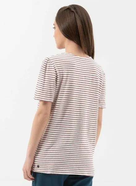 ORGANICATION ORGANICATION T-Shirt aus Bio-Baumwolle und Leinen mit Armschlitze, White/hot chocolate, – Produktbild 4 von 4