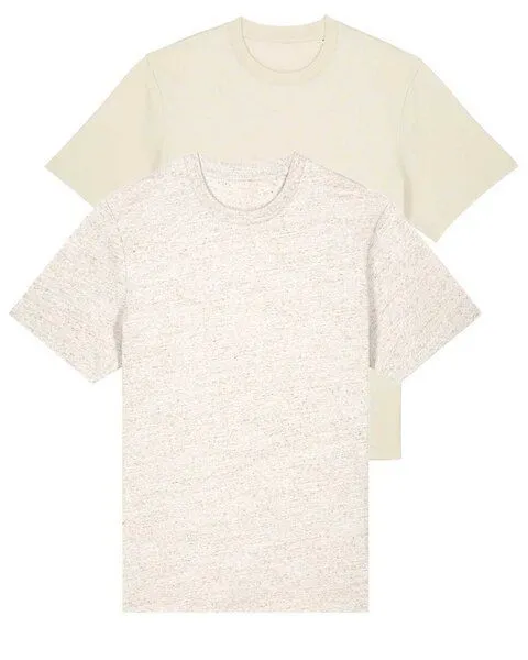 YTWOO YTWOO Doppelpack Unisex-T-Shirts aus schwerem Stoff | Bio-Baumwolle, Beige/beige meliert, – Produktbild 1 von 4