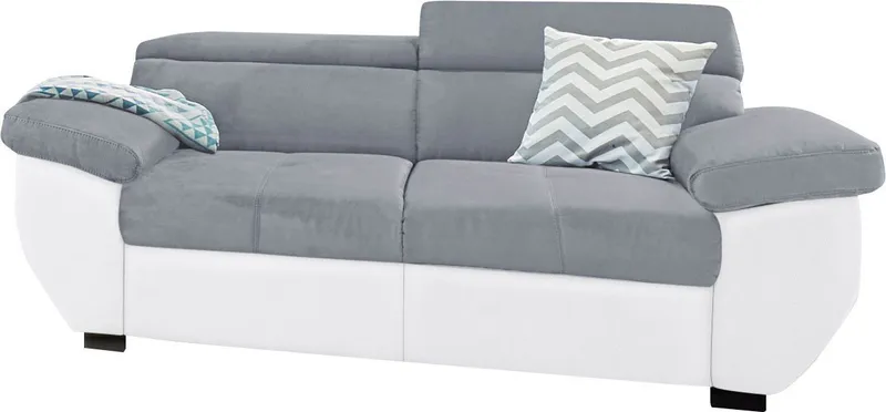 COTTA 2-Sitzer Speedway, Big-Sofa mit Kopfteilverstellung, Grau|weiß, – Produktbild 2 von 5