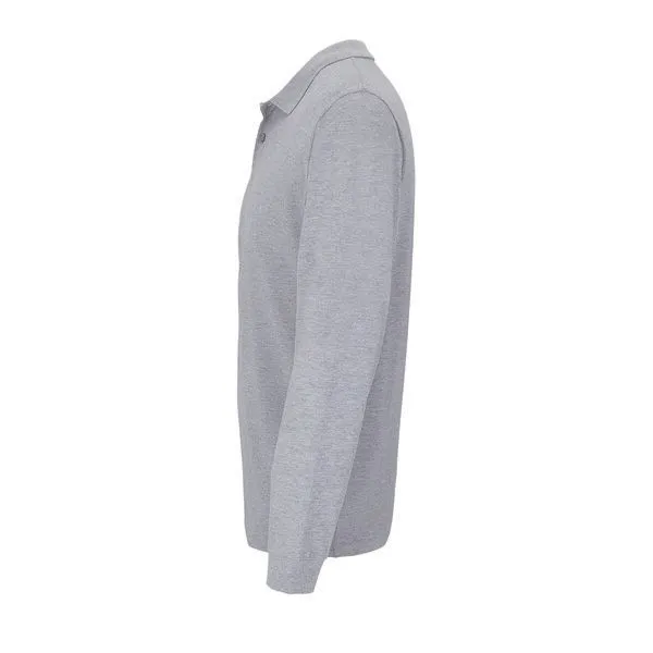 Sol's Sol's Unisex Langarm-Poloshirt, Grau melange, – Produktbild 4 von 4