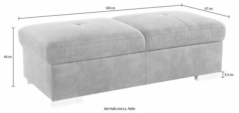 exxpo - sofa fashion Hocker Spring Bankhocker, guter Sitzkomfort und tolle Verarbeitungsdetails, aus Luxus-Microfaser +Simply Clean - für besonders einfache Reinigung!, Blau, – Produktbild 4 von 5