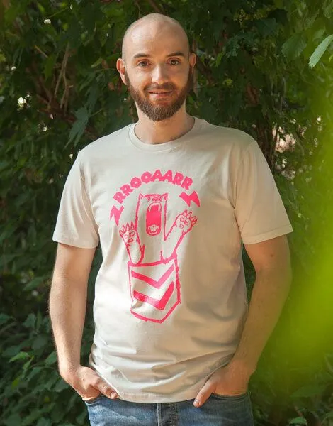 päfjes päfjes Bärta Brüllbärin - Fair Wear Männer Bio T-Shirt - Natur, Pink, – Produktbild 2 von 4
