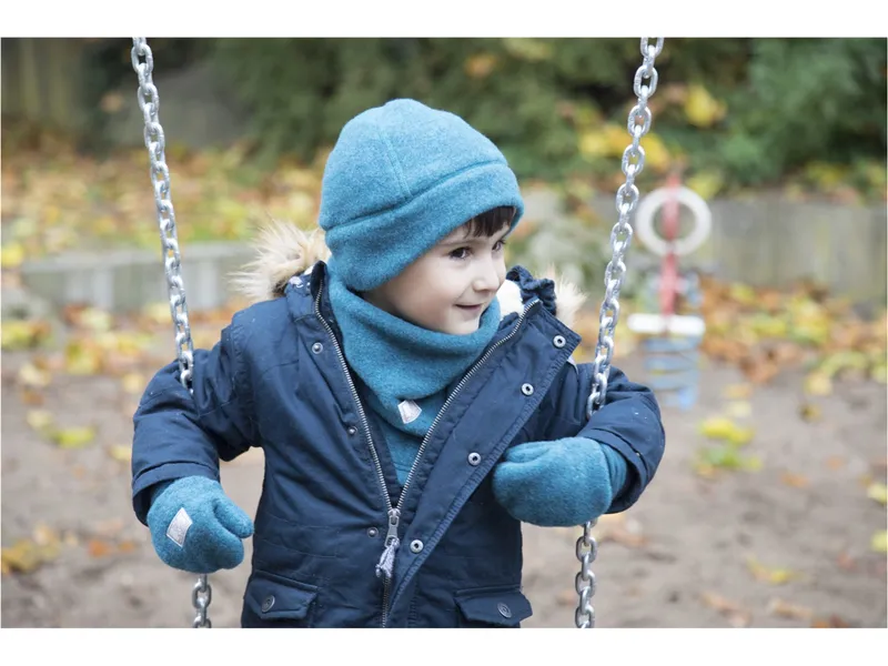 Pickapooh Pickapooh Baby und Kinder Fäustlinge Bio-Schurwolle Fleece petrol (bis 9 Monate), Türkis, – Produktbild 1 von 2