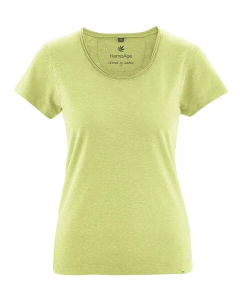 HempAge HempAge Damen T-Shirt mit Rollsaum Hanf/Bio-Baumwolle, Lind (grün), – Produktbild 1 von 4