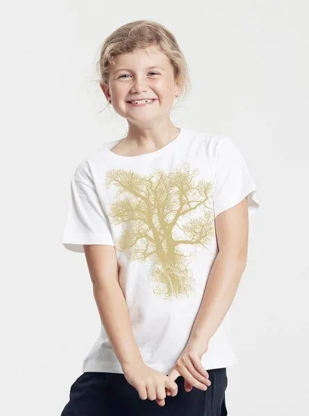 Peaces.bio - handbedruckte Biomode Peaces.bio - handbedruckte Biomode Bio-Kinder T-Shirt Chestnut, Weiß, – Produktbild 2 von 2