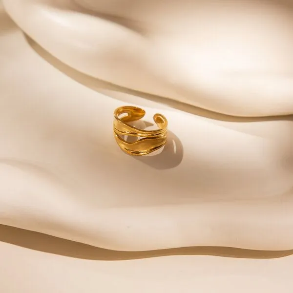 ELEKTROPULLI Elektropulli Größenverstellbarer Flow Ring, Gold, – Produktbild 2 von 7