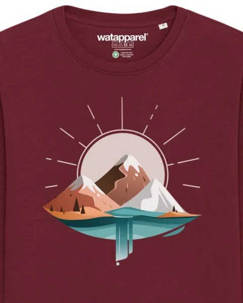 watapparel watapparel Sweatshirt Unisex Sunrise & Lake, Burgundy, – Produktbild 3 von 4