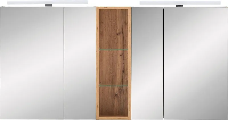Schildmeyer Spiegelschrank Duo, Doppelter Spiegelschrank, Made in Germany, B: 141,6 cm (1-St) Solide Verarbeitung - Dieses Produkt ist in Deutschland gefertigt, Braun, – Produktbild 4 von 5