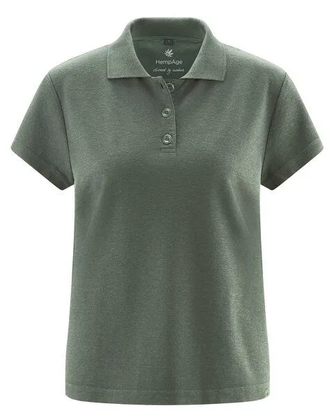 HempAge HempAge Klassisches Damen-Poloshirt Hanf/Biobaumwolle, Moss (grün), – Produktbild 4 von 4