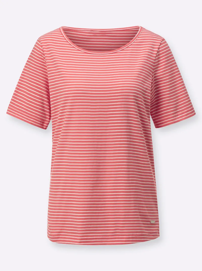 Witt Ringelshirt koralle-ecru-geringelt, Koralle-ecru-geringelt, – Produktbild 1 von 2