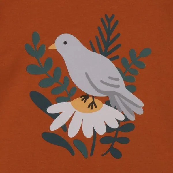 Walkiddy Kinder Sweatshirt GOTS-zertifiziert aus Bio-Baumwolle, braun mit Vogelmotiv, langarm, weicher Rundhalsausschnitt – Walkiddy, bequem & hautfreundlich, Braun, – Produktbild 2 von 3